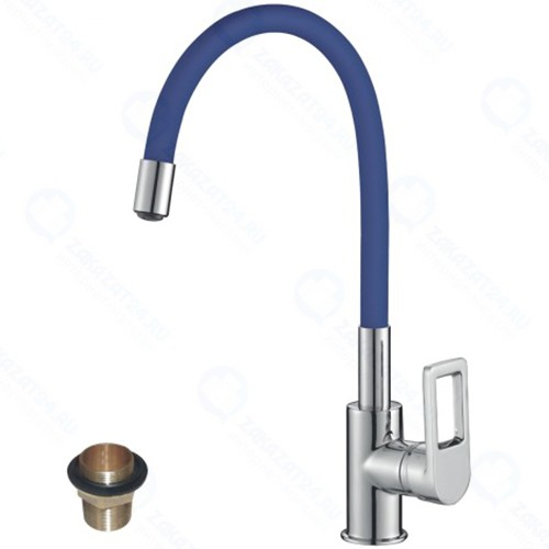 Смеситель для кухни Rossinka Z35-35U, хром/синий