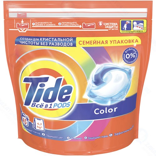 Капсулы для стиральной машины TIDE Color, 45 шт