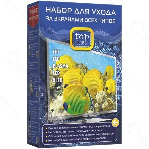 Набор для ухода за экранами всех типов Top House Очиститель + салфетка, 391626