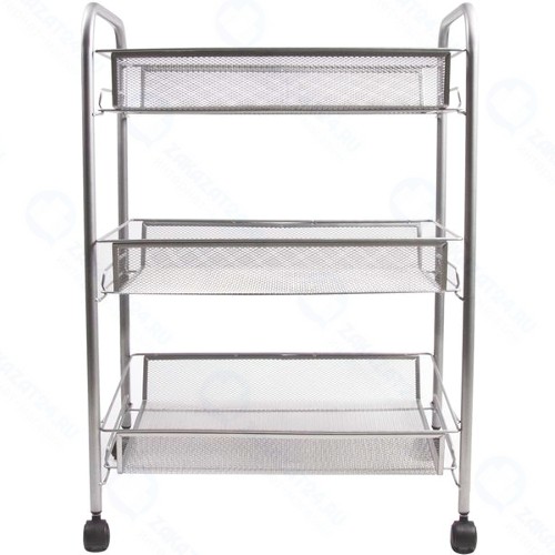 Этажерка-тележка Brabix 43,5x26x62,5 см, серебристая (603752)