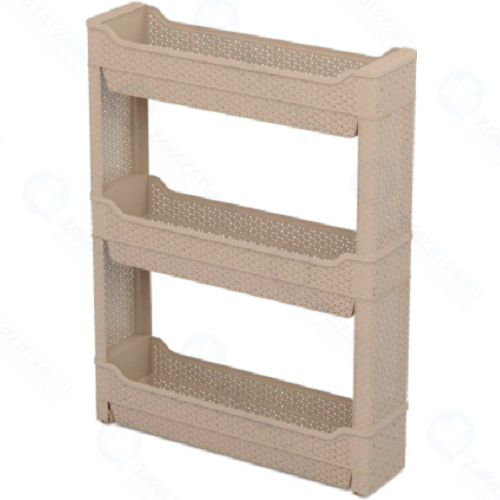 Этажерка Branq Nature, 3 секции, узкая, на роликах, кофейная (BQ3768КФ)