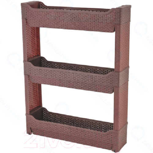 Этажерка Branq Nature, 3 секции, узкая, на роликах, венге (BQ3768ВНГ)