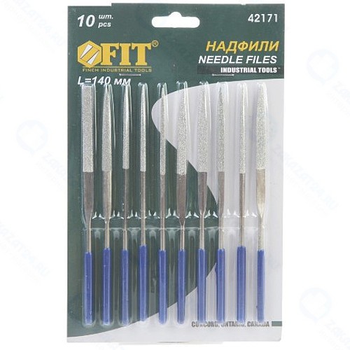 Набор надфилей с алмазным напылением FIT 140 мм, 10 шт (42171)
