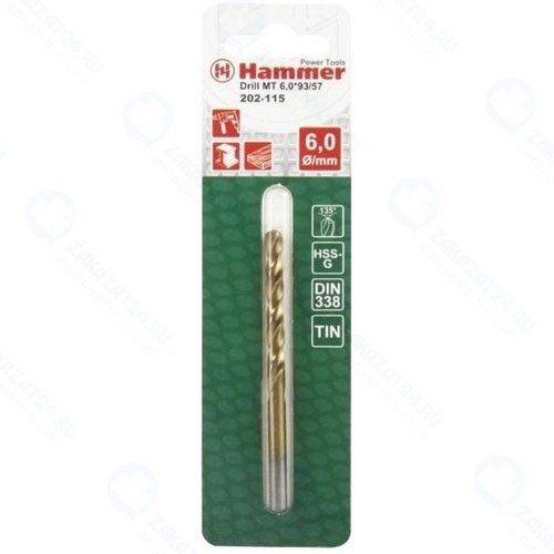 Сверло по металлу Hammer Flex DR MT 6.0 мм*93/57 мм (202-115)