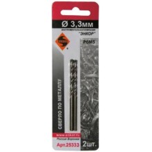 Сверло по металлу Энкор Р6М5, 3,3 мм, 2 шт, в блистере (25333) Сверло по металлу Энкор Р6М5, 3,3 мм, 2 шт, в блистере (25333)