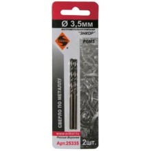 Сверло по металлу Энкор Р6М5, 3,5 мм, 2 шт, в блистере (25335) Сверло по металлу Энкор Р6М5, 3,5 мм, 2 шт, в блистере (25335)