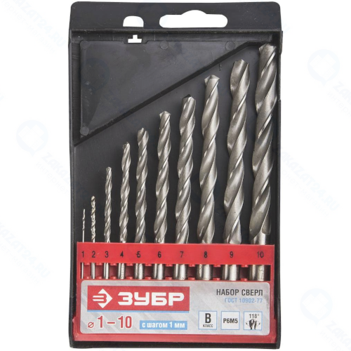 Набор сверл по металлу Зубр 10 шт (29621-H10)
