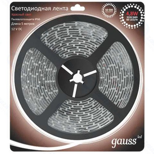 Светодиодная лента Gauss 2835/60-SMD 4,8W 12V DC 5m (312000705)