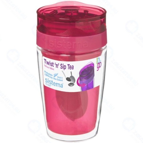 Термокружка для чая Sistema To-Go Twist 'n' Sip Tea, 370 мл Red (21476)