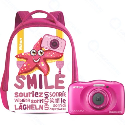 Цифровой фотоаппарат Nikon Coolpix W100 Pink Backpack Kit (VQA012K001)