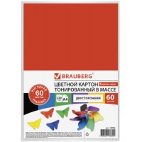 Картон цветной Brauberg А4, 210х297 мм, 60 листов, 6 цветов (128986)
