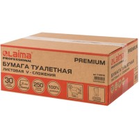 Туалетная бумага ЛАЙМА Premium, листовая, 30 пачек х 250 листов (112515)