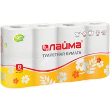 Туалетная бумага ЛАЙМА 8 рулонов х 19 м (126905)