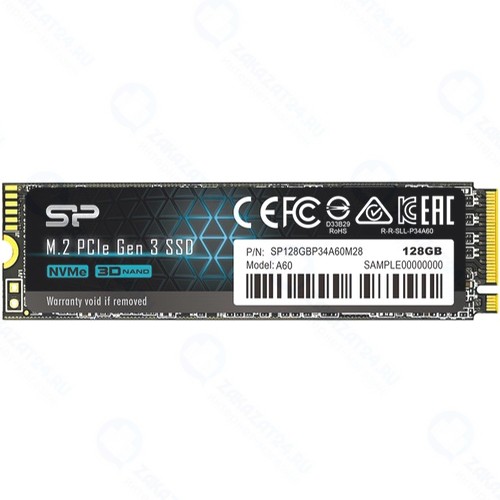 Накопитель SSD M.2 SILICON POWER A60 128GB PCIe 3.0 x4 3D TLC (SP128GBP34A60M28)