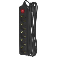 Удлинитель Фотон 16-55ЕS, 5 м, 5 розеток, заземление, черный (22731)