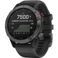 Смарт-часы Garmin Fenix 6 Pro Solar, серые с черным ремешком (010-02410-15)