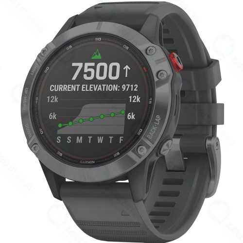 Смарт-часы Garmin Fenix 6 Pro Solar, серые с черным ремешком (010-02410-15)