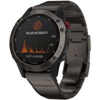 Смарт-часы Garmin Fenix 6 Pro Solar, титановый DLC карбон с DLC титановым ремешком (010-02410-23)