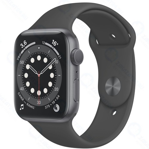 Смарт-часы Apple Watch S6 44mm Space Gray Aluminum Case with Black Sport Band (M00H3RU/A)