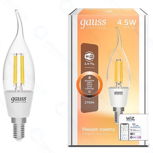 Умная лампа Gauss Smart Home DIM E14 CF35 4,5W