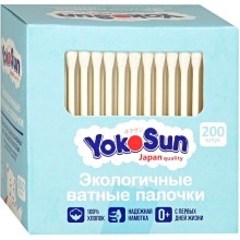 Детские ватные палочки YOKOSUN экологичные, 200 шт