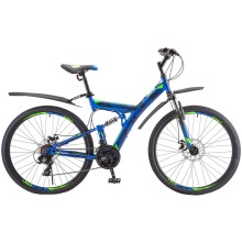 Велосипед Stels Focus MD 27.5 21-sp (V010) 19, синий/зелёный (LU083835)
