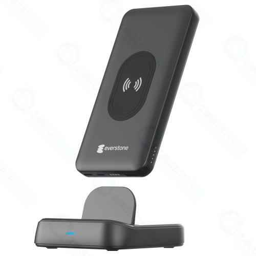 Внешний аккумулятор Everstone ES-PBK-002, с функцией беспроводной зарядки Black