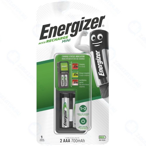 Зарядное устройство Energizer Mini Charger + 2xAAA, 700mAh (E300701400)
