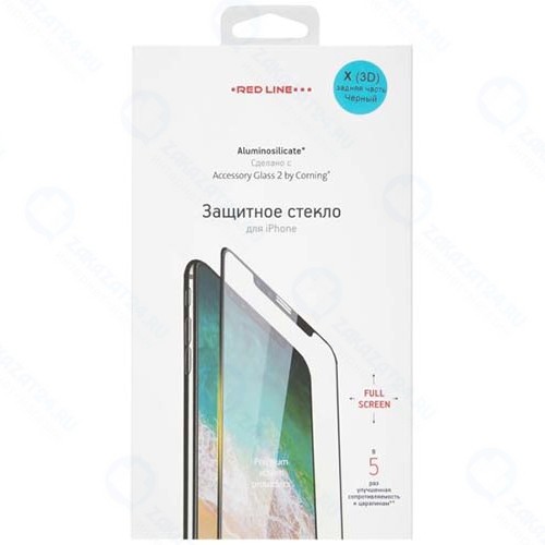 Защитное стекло на заднюю панель RED-LINE Corning Full Screen 3D для iPhone X/XS Black (УТ000014993)
